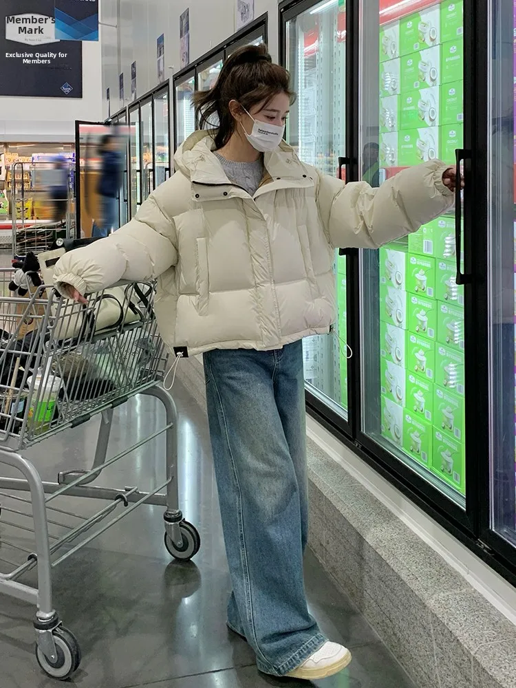 Bianco Thiened ort giù Jaet donna inverno 2023 nuova taglia piccola LULU Kendall Jenner Sle pane cappotto versione coreana
