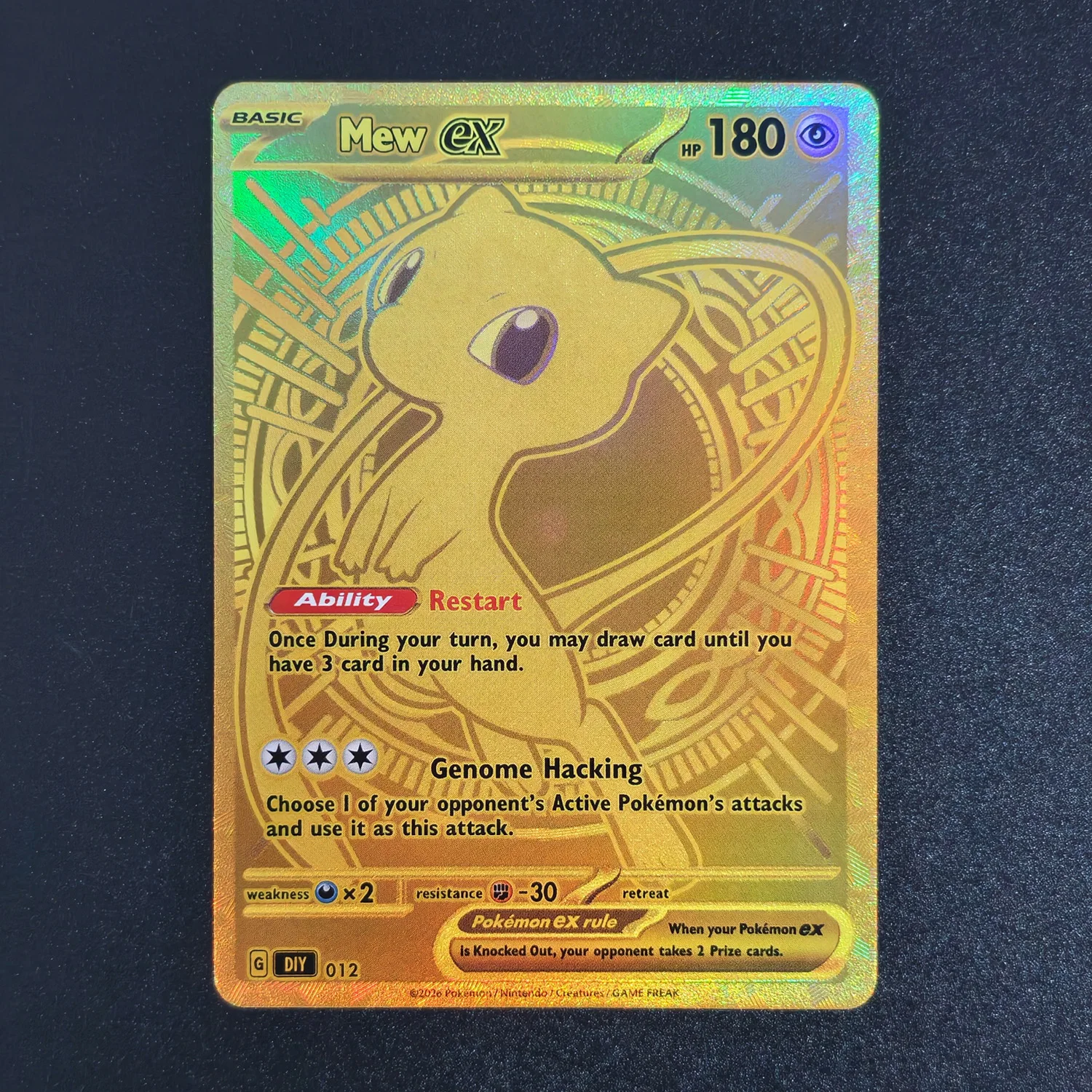 DIY Version English Gold Card Blastoise Umbreon Mewtwo Venusaur Eevee Mega Gengar Game Collection Card Toy