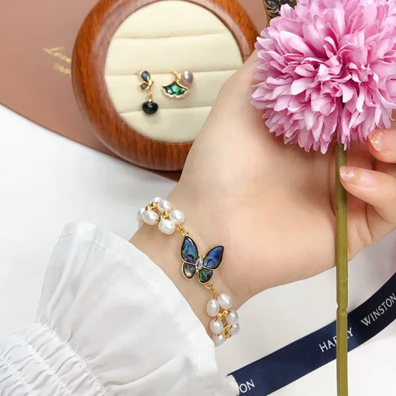 

Pearl Bracelet Wholesale Women's Hundred Towers Double-layer Niche Light Luxury Abalone Shell Butterfly Jewelry Exquisite Tide