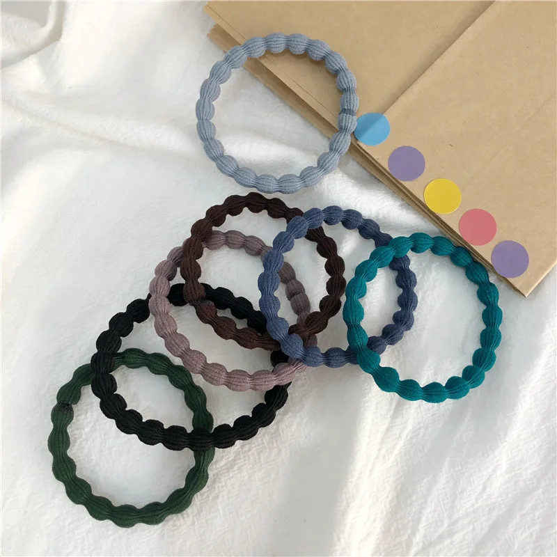 Cute Autumn and Winter Dark Bean Rubber Band Seamless High Elastic Daily Foundation Hair Band South Korea Elastic Hair rope3pcs