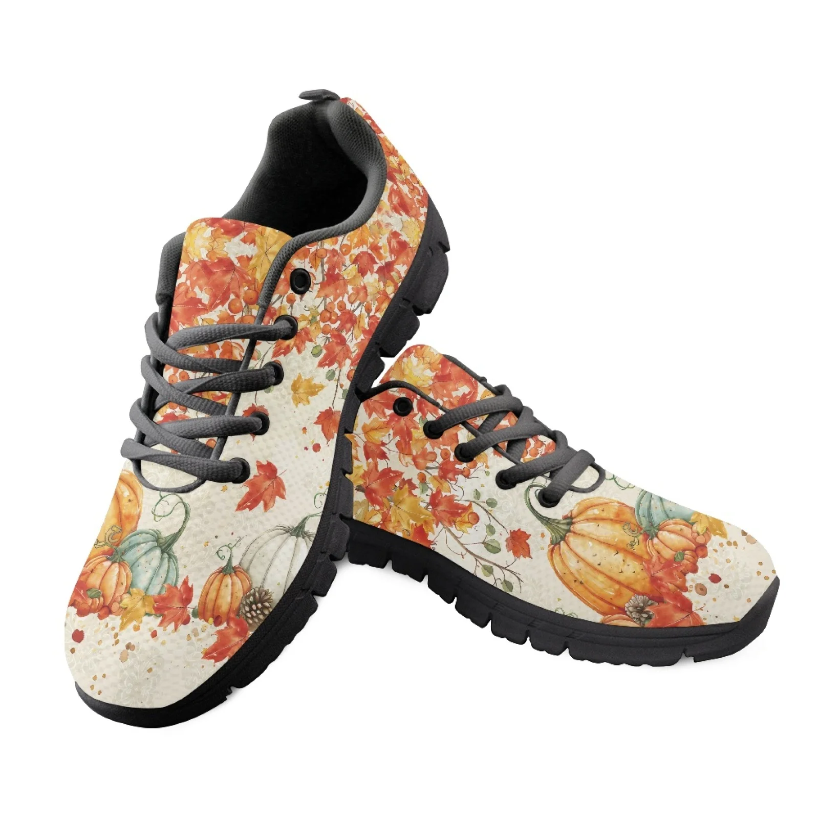 Coloranimal Pastel Pumpkins Mens Cushioned Jogging Shoes for Long Standing Hospital Floor Wear-Resisitant Sport Gym Shoe
