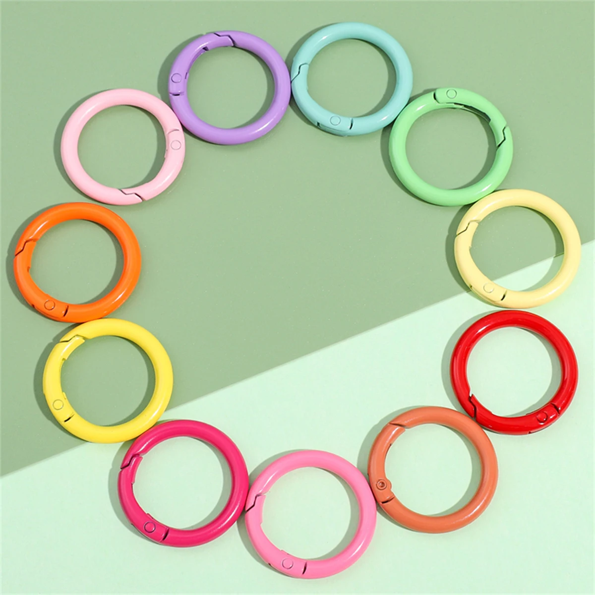 2pcs Metal O Ring Spring Clasp Openable Round Carabiner Keychain Clips Hook Dog Chain DIY Craft Buckle Accessories