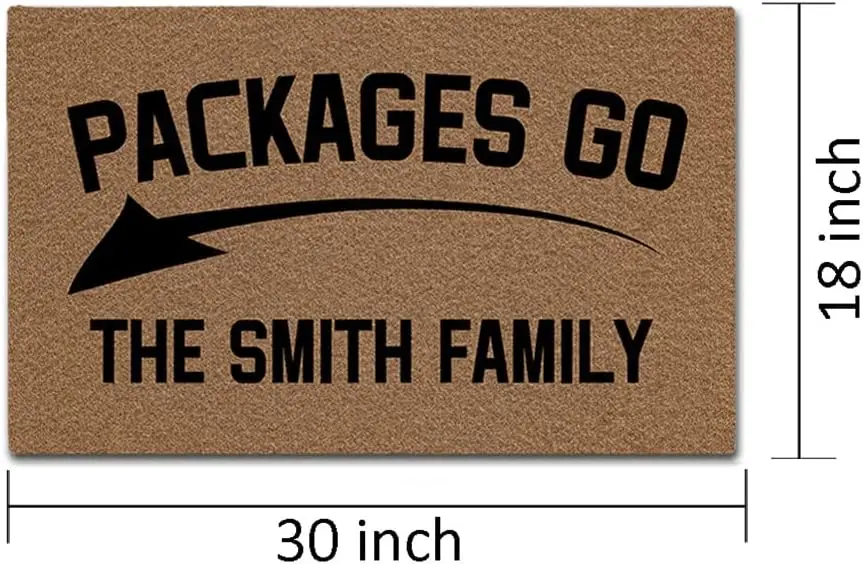 Packages Go Here Doormat Personalized Customize Outdoor Indoor Entrance Floor Mat Funny Welcome Home Decorative Rug Rubber