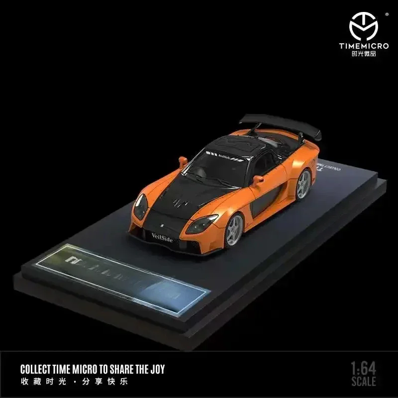 TimeMicro1:64 RX-7 Veilside Fast Furious BlackOrange Model Car