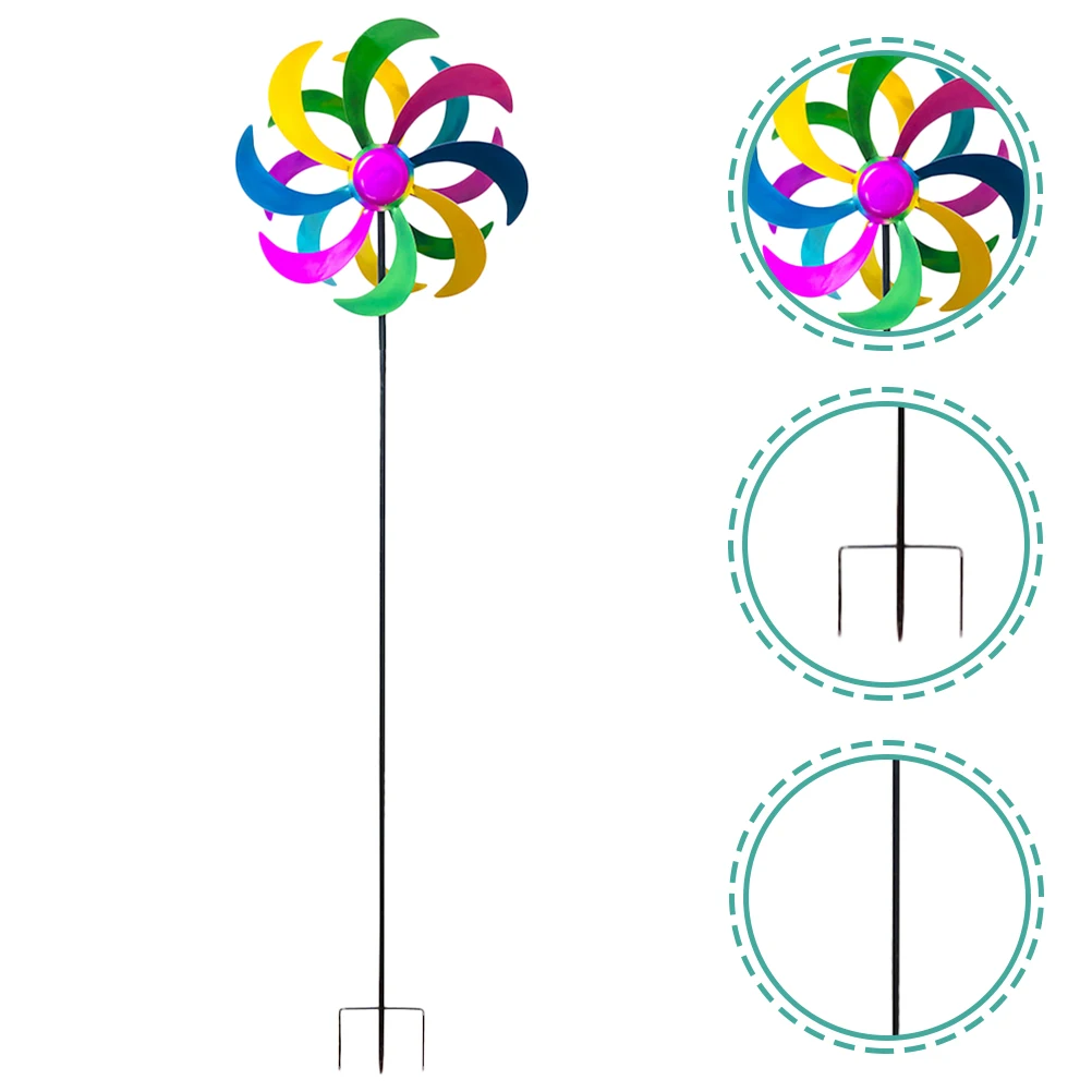 

Colorful Windmill Decorations Iron Pinwheel for Garden Lawn Party Scene Adornment Bright Outdoor Toy Children Adults Festive