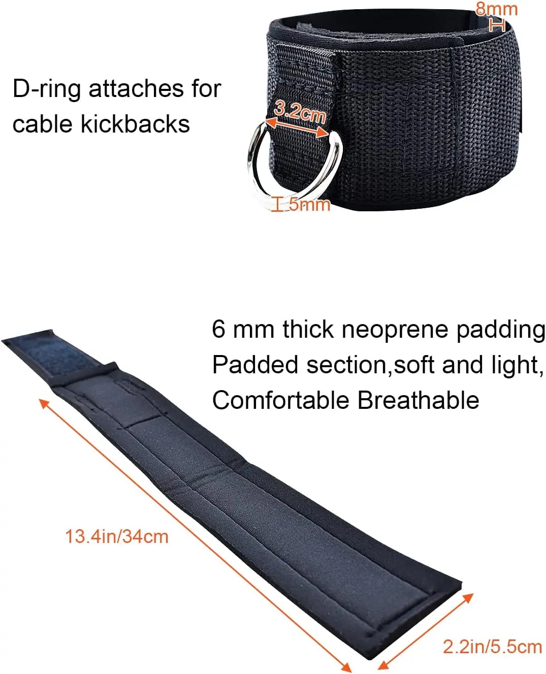 ATENTO 2 Pairs Ankle Strap for Cable Machine, Comfortable Padded Ankle Wrist Cuffs for Kickbacks, Gym, Glutes Workout & Lower Ex