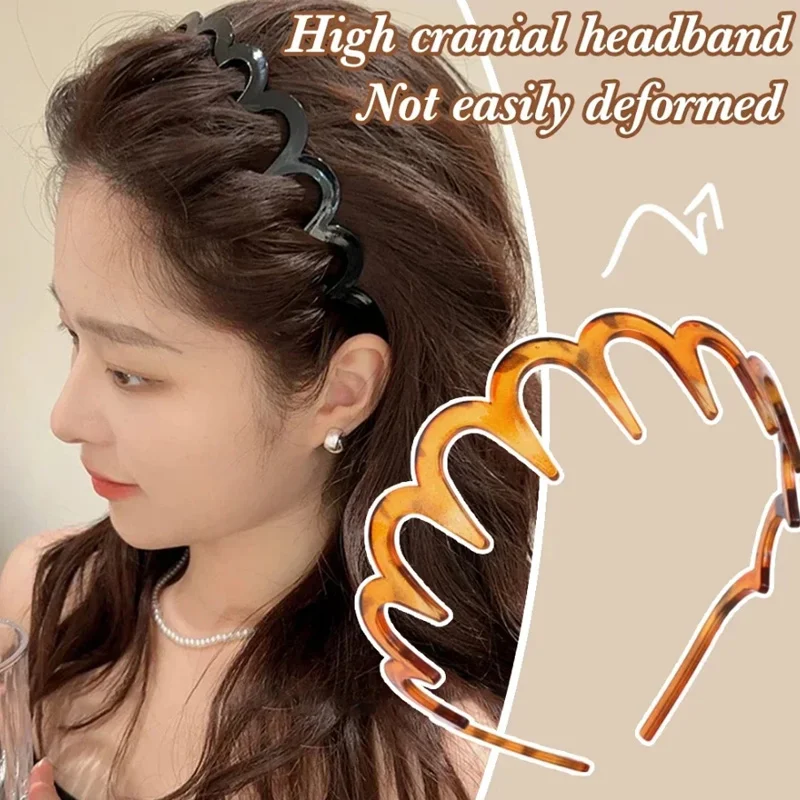 Fashionable Wave Headband Anti Slip Strap Toothed Headband Compression Headband Face Washing Sport Headband Hair Accessories