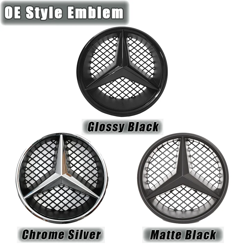 For Mercedes Benz Matte Black border and Chrome silver border decoration W204 W245 X204 Class Car Front Grille Star Emblem Logo