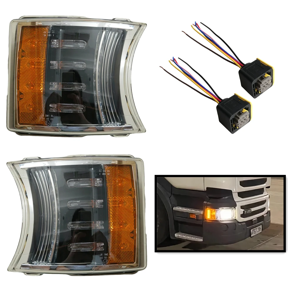 2Pcs Side Headlight LED Corner Light For Scania Truck R450 R730 P450 R420 R500 R520 R620 Turn Signal 1387155 With Connector Part