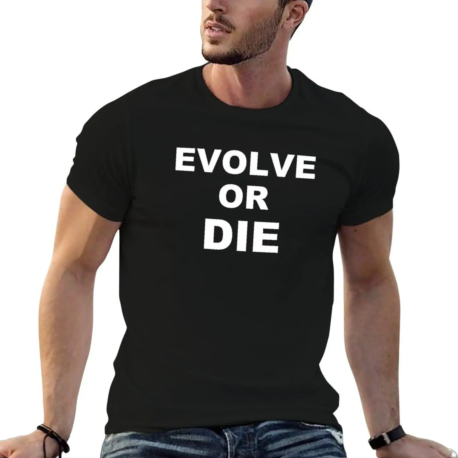 T-shirt décontracté avec imprimé style rétro « Evolve or Die Survival Natural Selection »