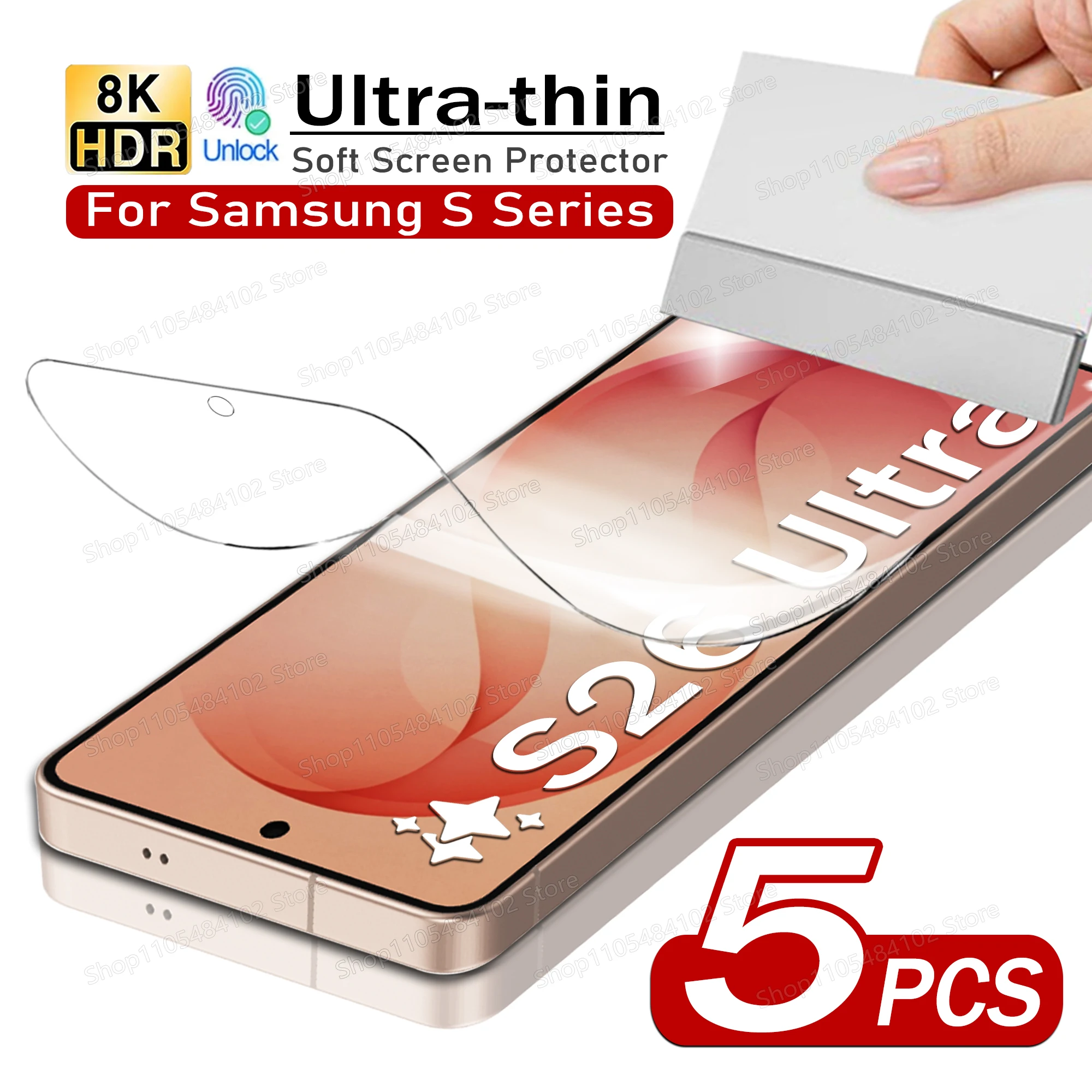 5 Stück Transparente Hydrogel-Folie für Samsung Galaxy S26 S25 S24 S23 S22 S21 S20 FE Plus S25 Edge S26 Ultra, Schlanke Displayschutzfolien