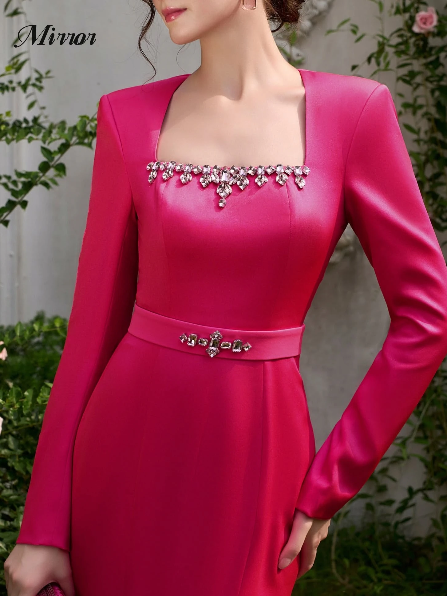 Vestido con espejo elegante Vintage dulce cuentas de cristal rojo sirena moda personalizada ocasión Formal vestido de fiesta vestidos de fiesta de noche