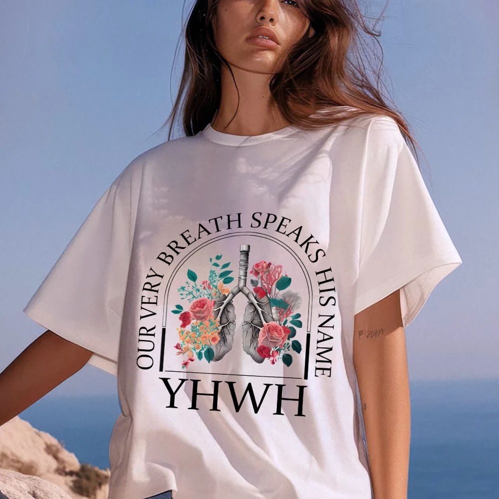 

Passionate Slogan with Lungs and Floral Print, Spiritual and Artistic, Soft Fabric for Faith Based Casual Y2k Graphic T-Shirt