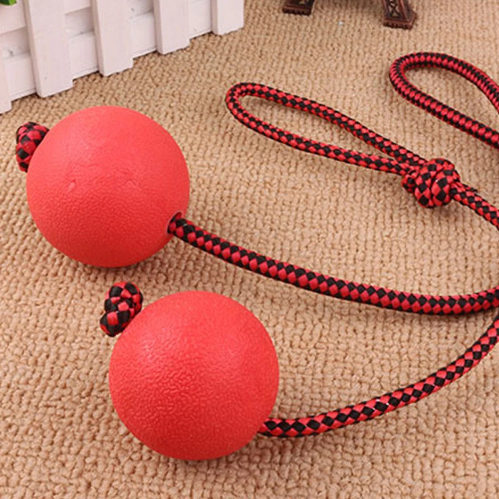 

Indestructible Dog Ball Pet Training Toy Puppy Tug Balls Toys Pet Chew Solid Rubber Balls with Rope