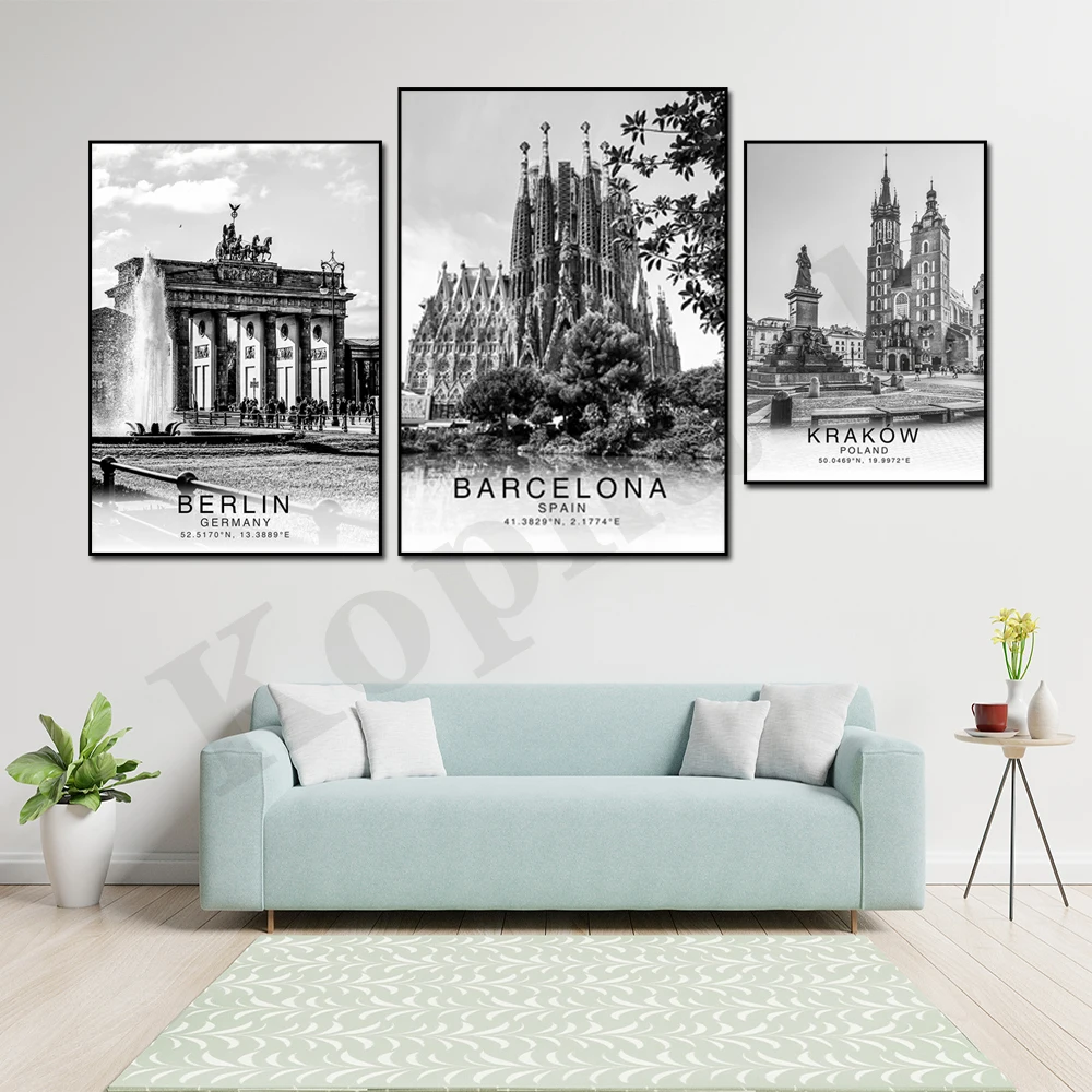 Boracay Barcelona Krakow Berlin Toronto New York Dublin Madrid City Coordinates Landmark Minimalist Wall Art Deco Poster