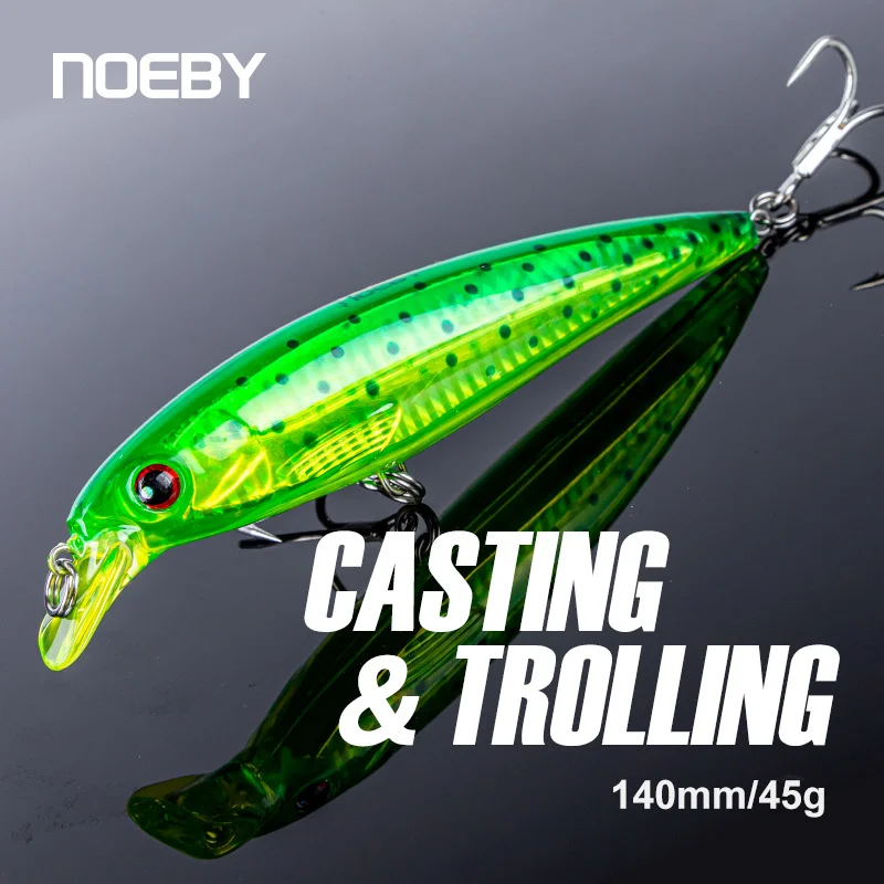 Noeby Trolling Minnow Angelköder 140mm 45g Weitwurf Schwimmende Künstliche Hartköder zum Werfen und Schleppangeln