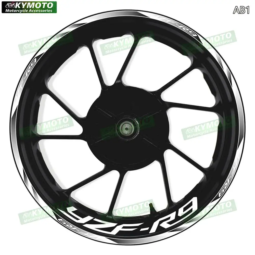 For YZF R9 YZF-R9 Motorcycle 17 Inch Front Rear Decorate Wheel Stickers Car Reflective Rim Motorbike Hub Tape Decal Sticker