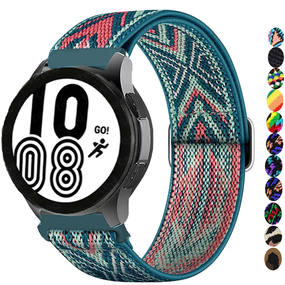 20mm/22mm Strap For Samsung Galaxy watch 4/5/classic 3/Active 2/46mm/42m Adjustable Elastic Nylon bracelet Huawei GT/2E/Pro band