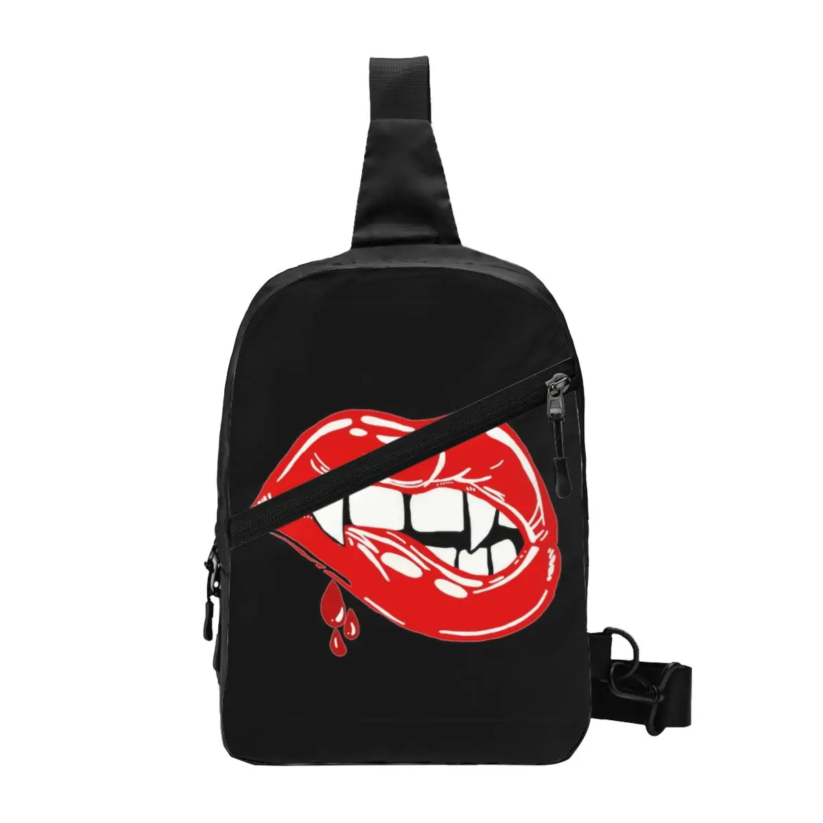 

Custom Vampire Kiss Sling Bags Men Fashion Shoulder Chest Crossbody Backpack Traveling Daypack