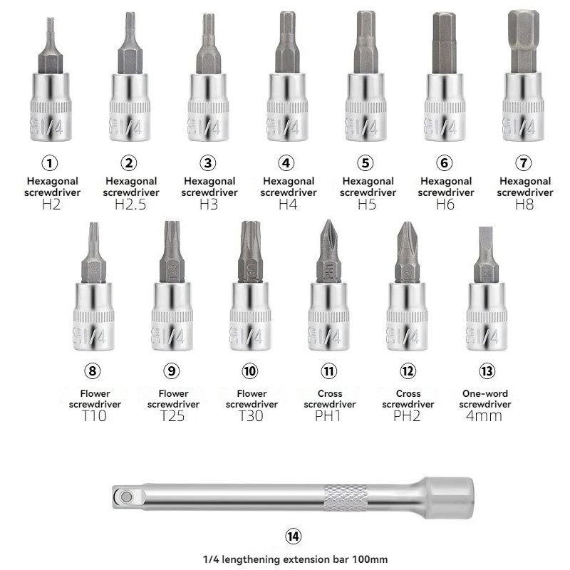 TOOPRE Universal Torque Wrench Set 1/4\