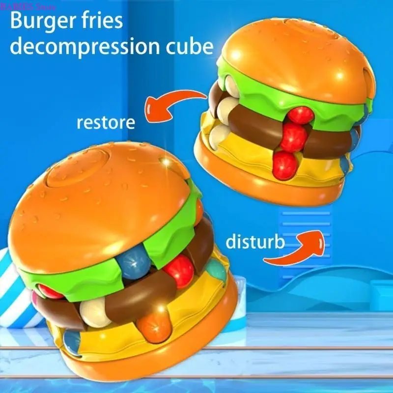 C9GB Kids Kids Spinner Cube Toy Hamburger/French Fries Fingertip Puzzle Cube