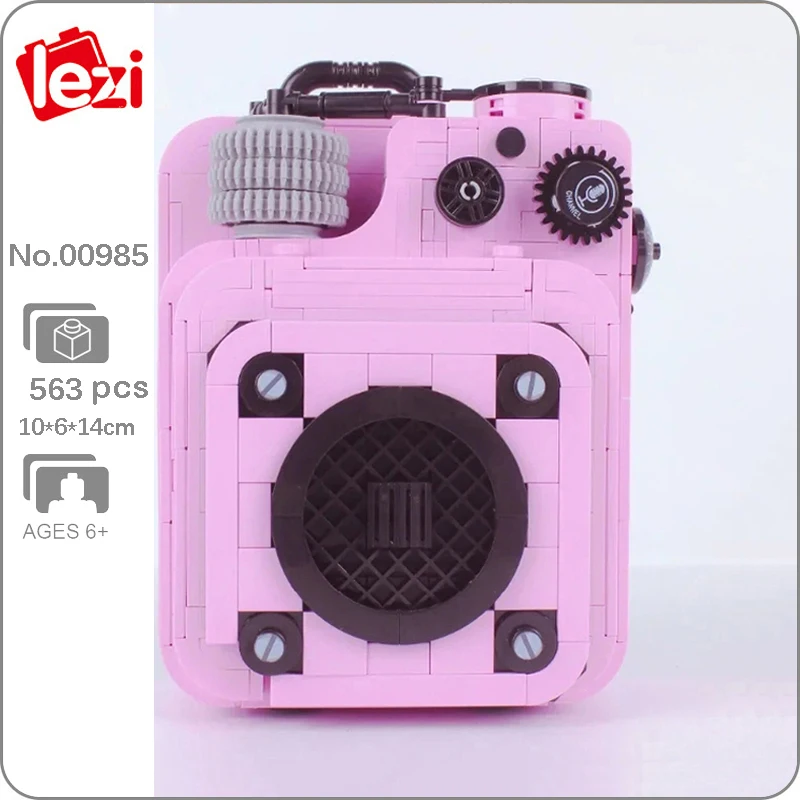 

Lezi 00985 Pink Audio Equipment Speakers Play Music Stereo Acoustic Tool Sound Gift Model Mini Blocks Bricks Building Toy No Box