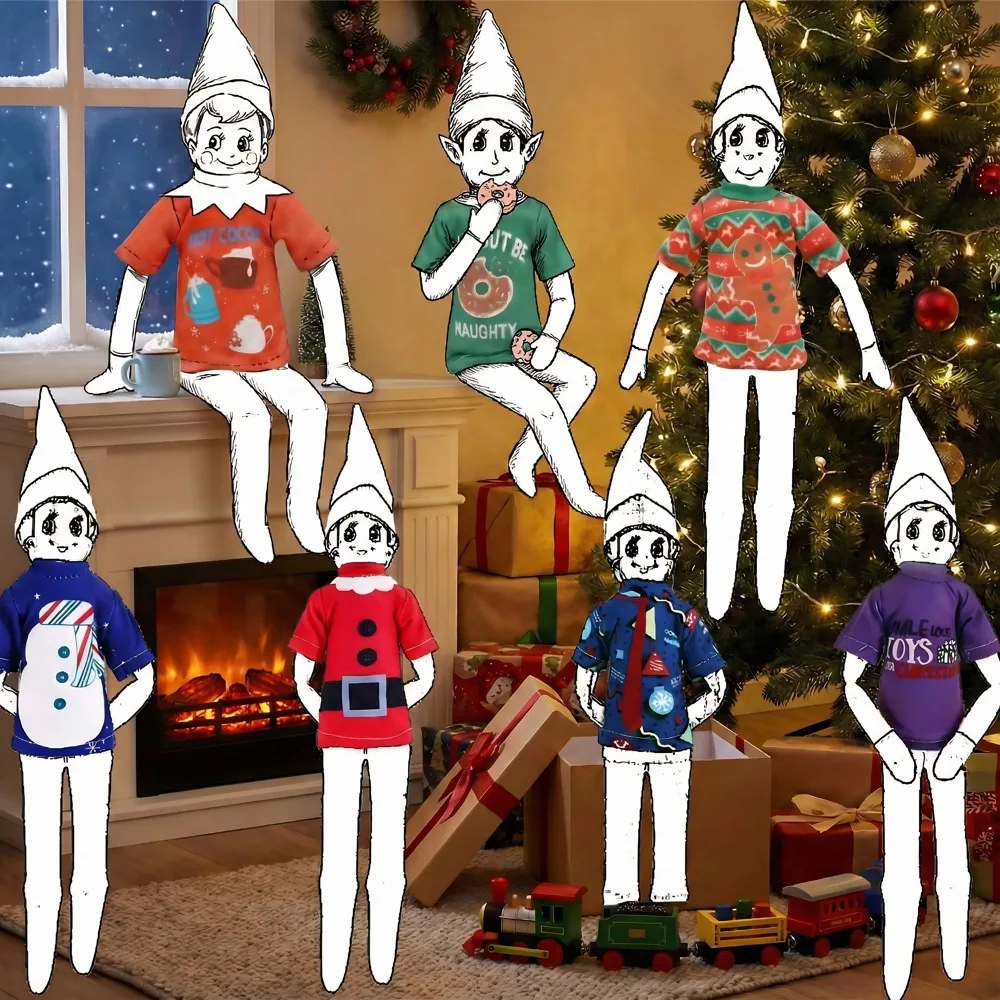 Adatto per bambole da 30 cm, vestiti per bambole di Natale da 35 cm, graziosi top casual a maniche corte, regali per bambini