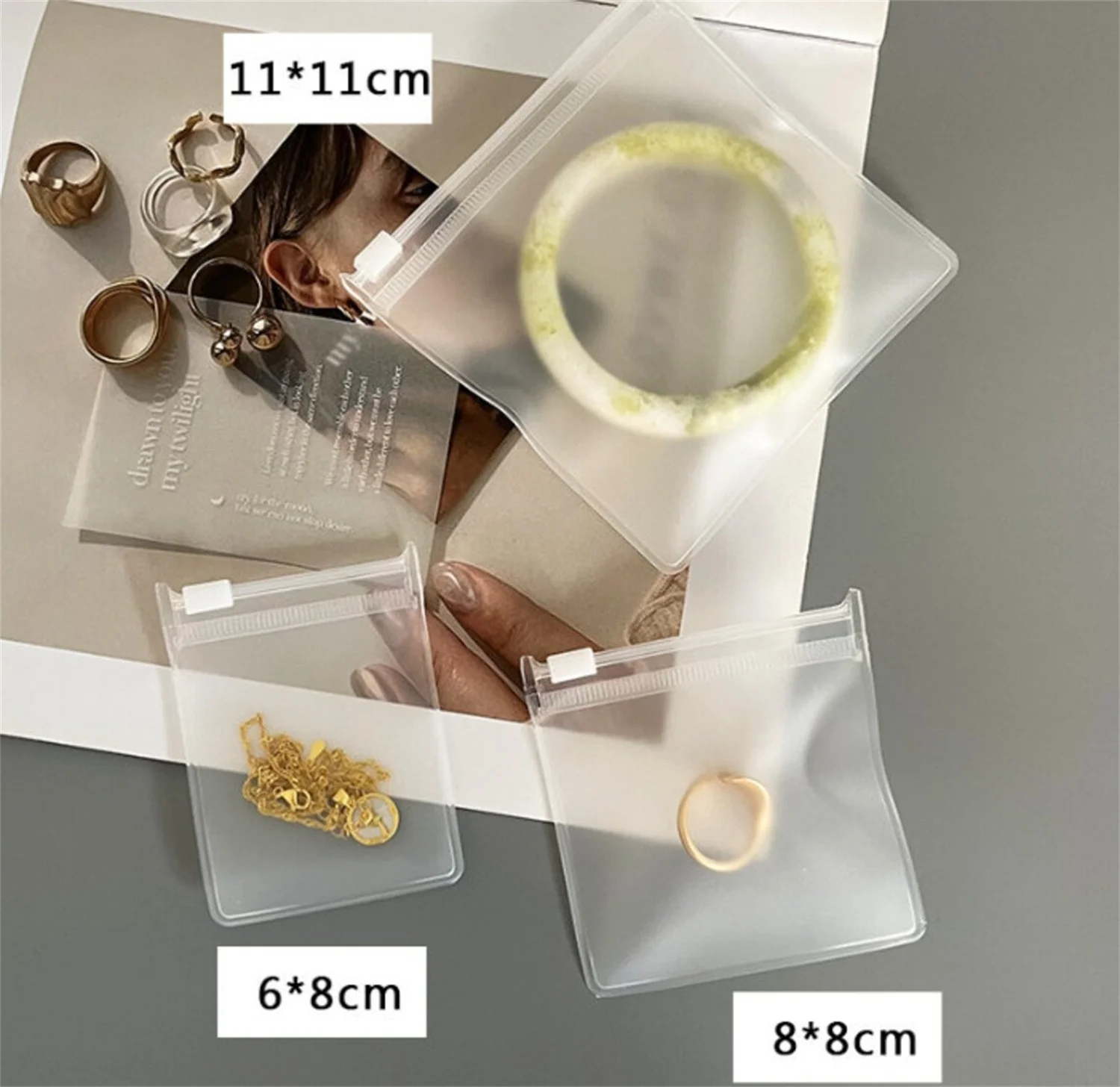 

100pcs custom jewelry pouch, pvc transparent zipper bag,customized high-quality jewelry packaging with you logo