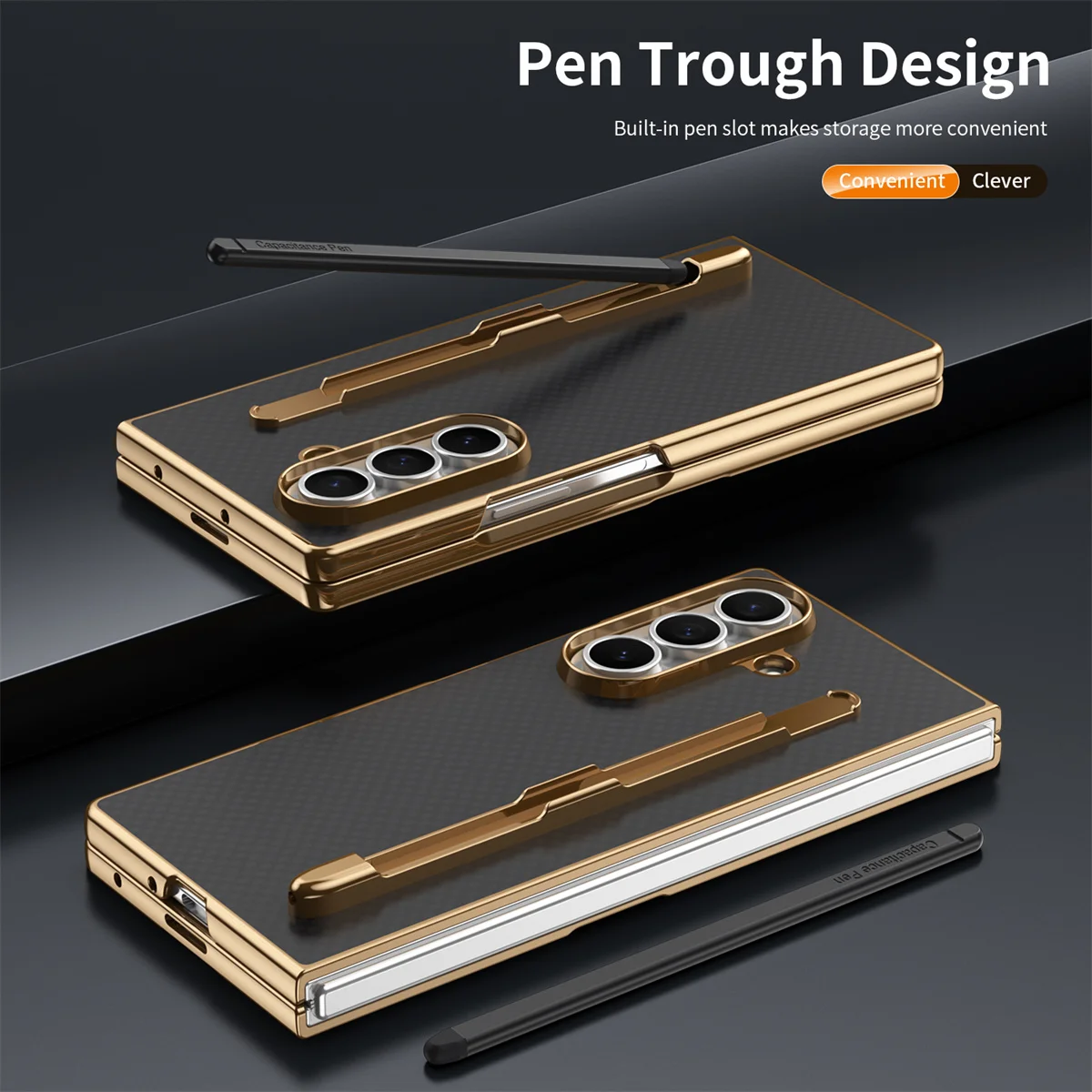 فتحة قلم من الجلد كيفلر مع حافظة لهاتف سامسونج جالاكسي Z Fold 7 6 5 4 3 ZFold7 غطاء حماية مطلي بالكهرباء #6