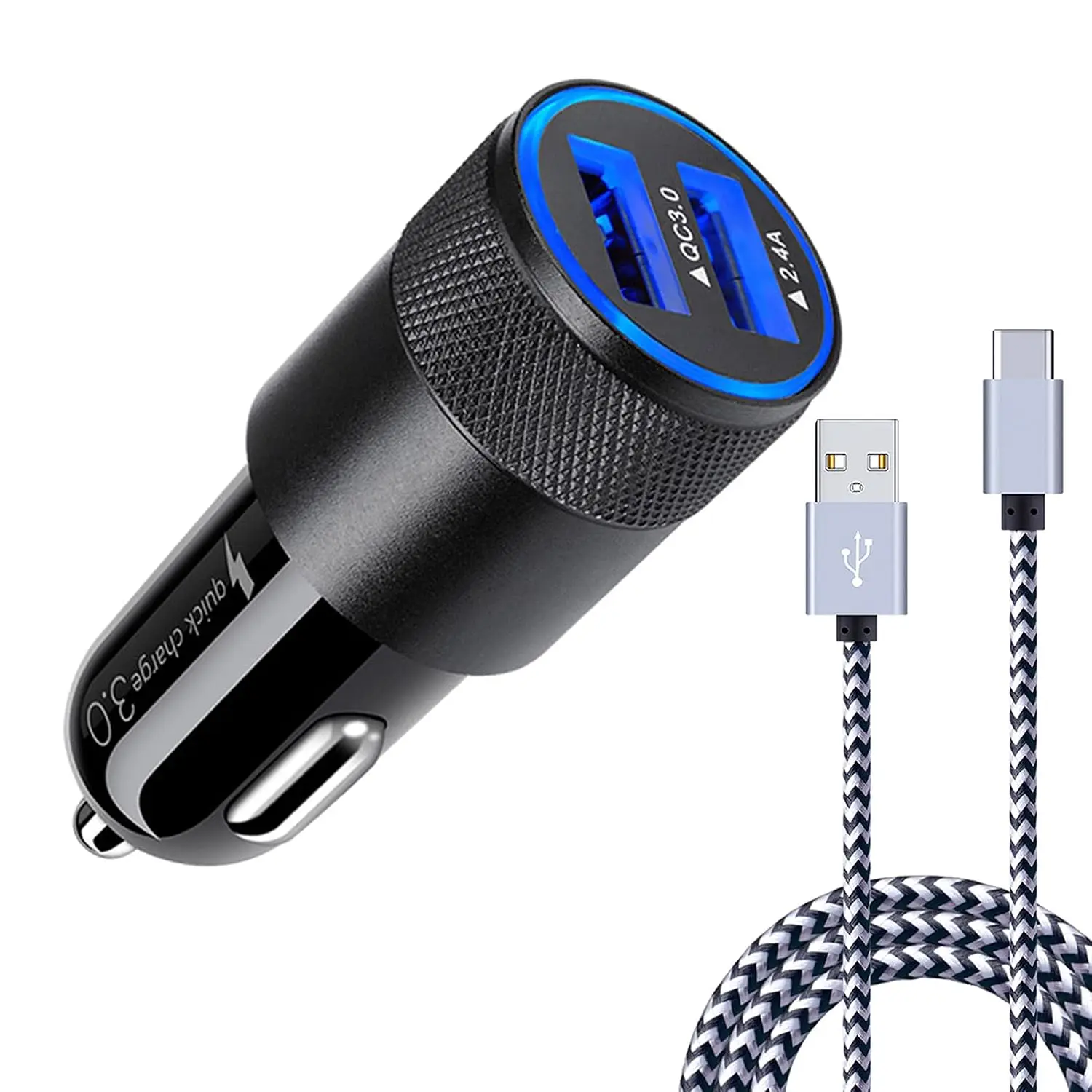 Fast Car Charger Adapter with Type C 6ft Cable for Samsung Galaxy S26 S25 FE S25+ S25 Edge Ultra Plus S23 S22 S21 S20 S10e S10 S9 S8 Note 20 10 9 8 5G