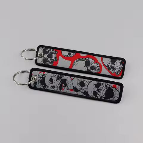 Skeleton Embroidery Key Fobs Funny Keychain For Motorcycles Cars Key Ring Holder Key Tags Chaveiro Jewelry Gift