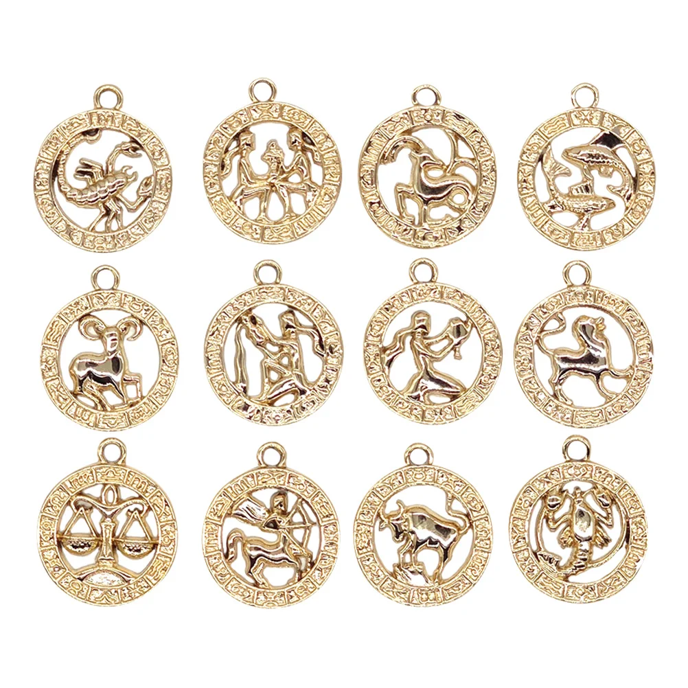 12 Pcs Necklace Zodiac Pendant DIY Attractive Alloy Creative Decorations Delicate