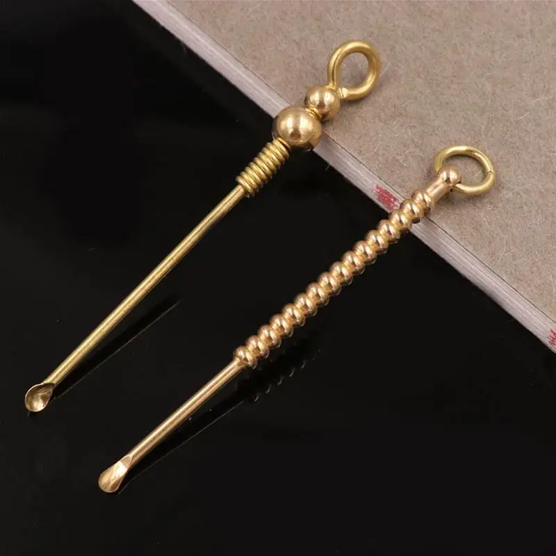 مزيل شمع الأذن أداة تنظيف الأذن عناصر تنظيف صغيرة النحاس Earpick الصحة الأذن الرعاية لوازم منتج مفيد الرجعية Rass الأذن مغرفة #5