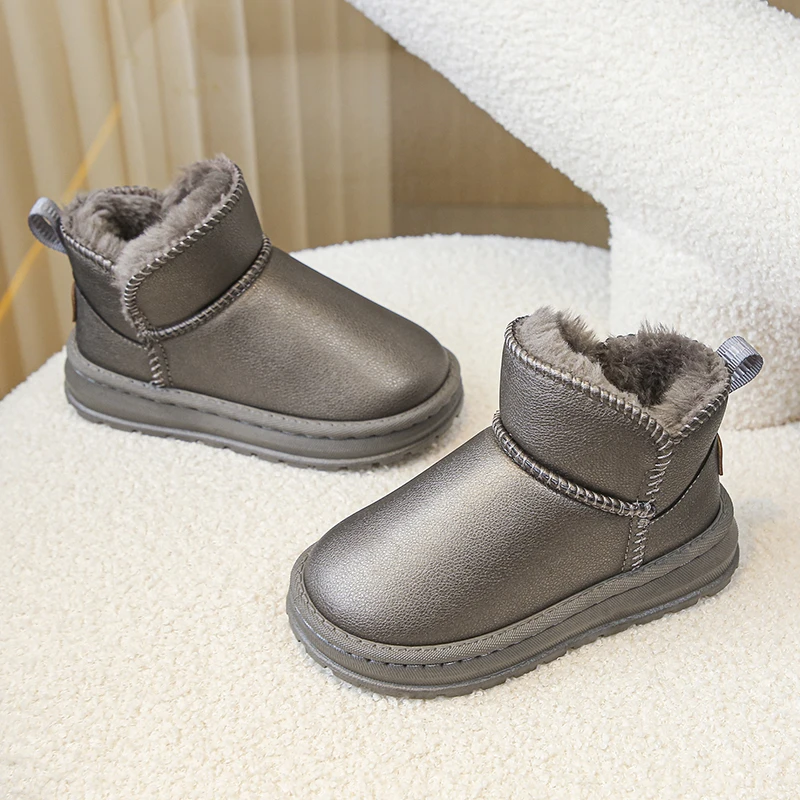 男の子女の子冬子供スノーブーツ足首スリッポンファッションクラシックソフト子供靴暖かい厚い豪華な綿子供ゴムブーツ
