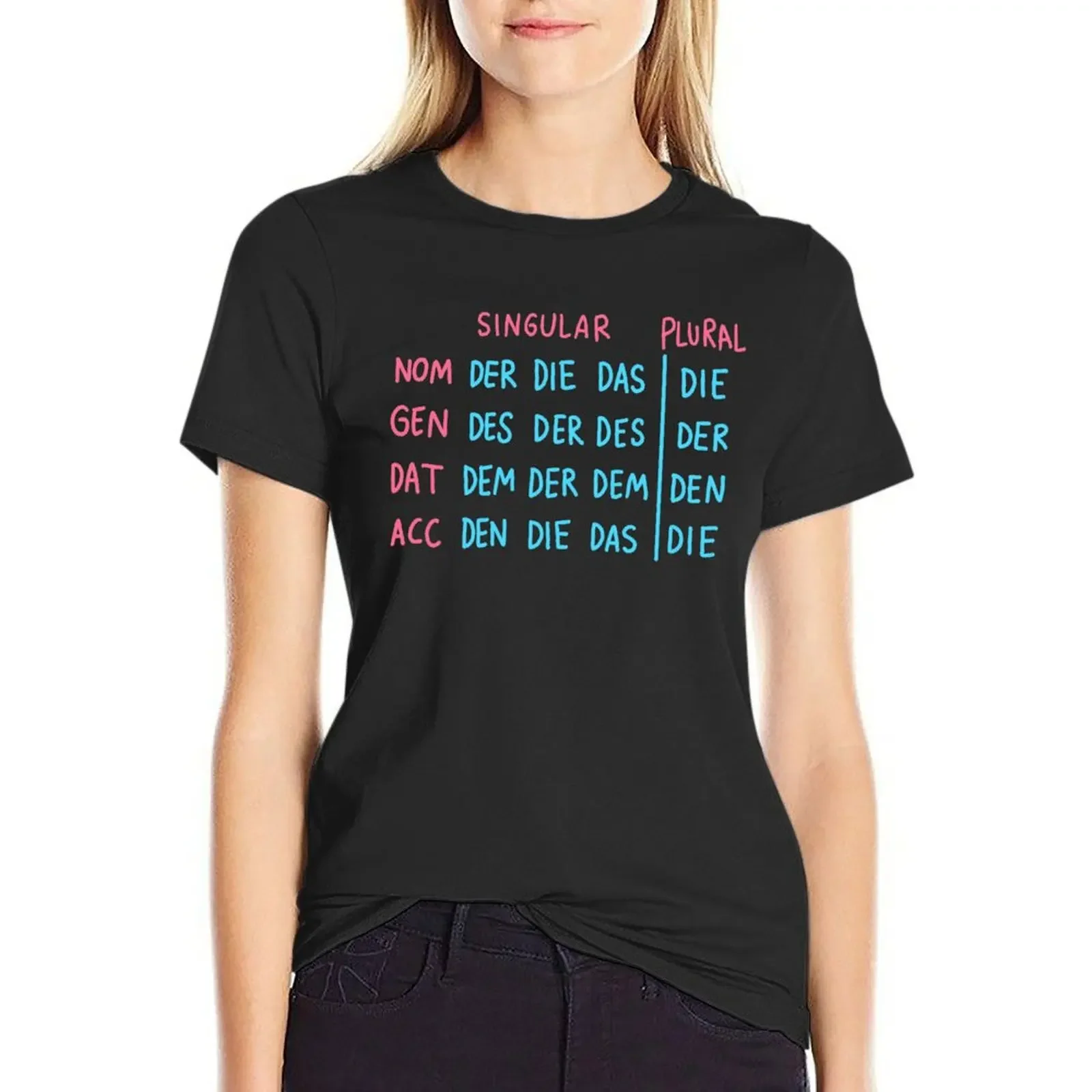 

German Grammar (Articles) T-Shirt plus size tops lady clothes female t shirt dress Women