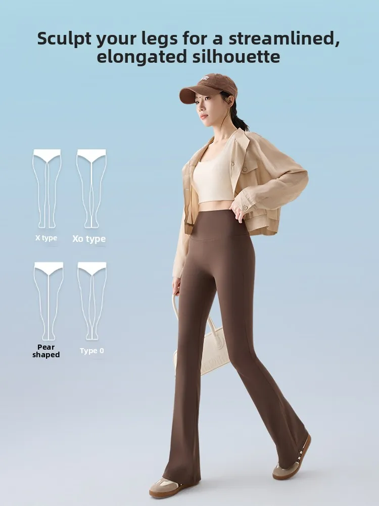 High Waist Slim Fit Yoga Pants Long Legs Mod ark Bite Micro Flare Thin High Waist Abdomen Control Mod Women's Pants