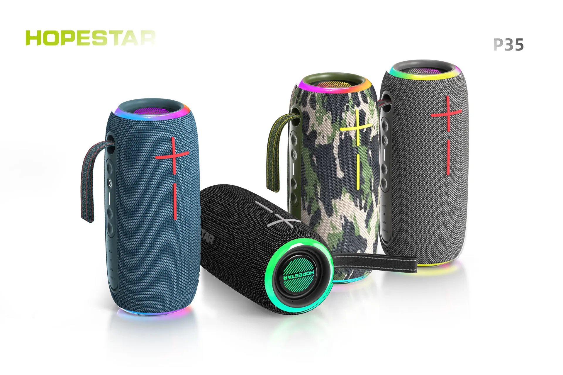 

2025 hot sale HOPESTAR P35 RGB LED Portable Bluetooth Speaker Mini Mobile Card Mic Accessory Waterproof Audio Home Use Outdoor