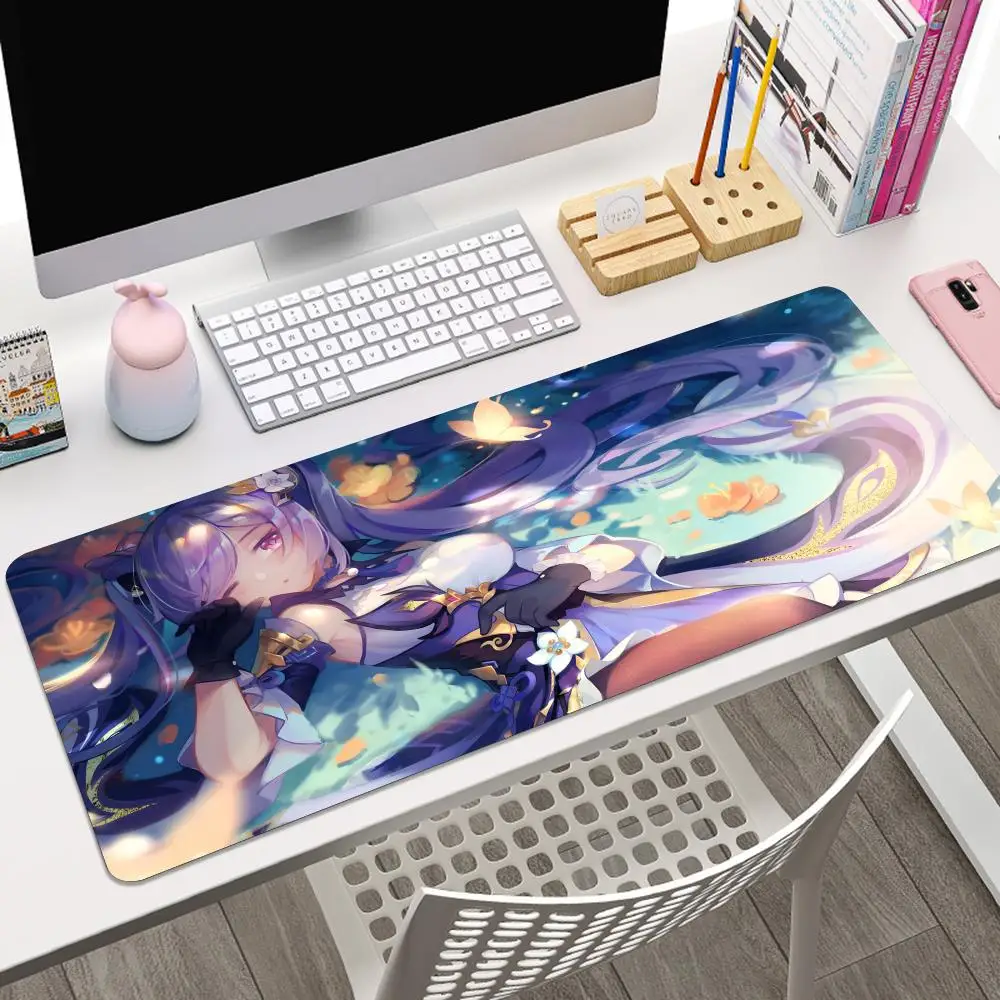 Genshin Impact Keqing Anime Girl Mousepad Large Gaming Mouse Pad LockEdge Thickened Computer Keyboard Table Desk Mat