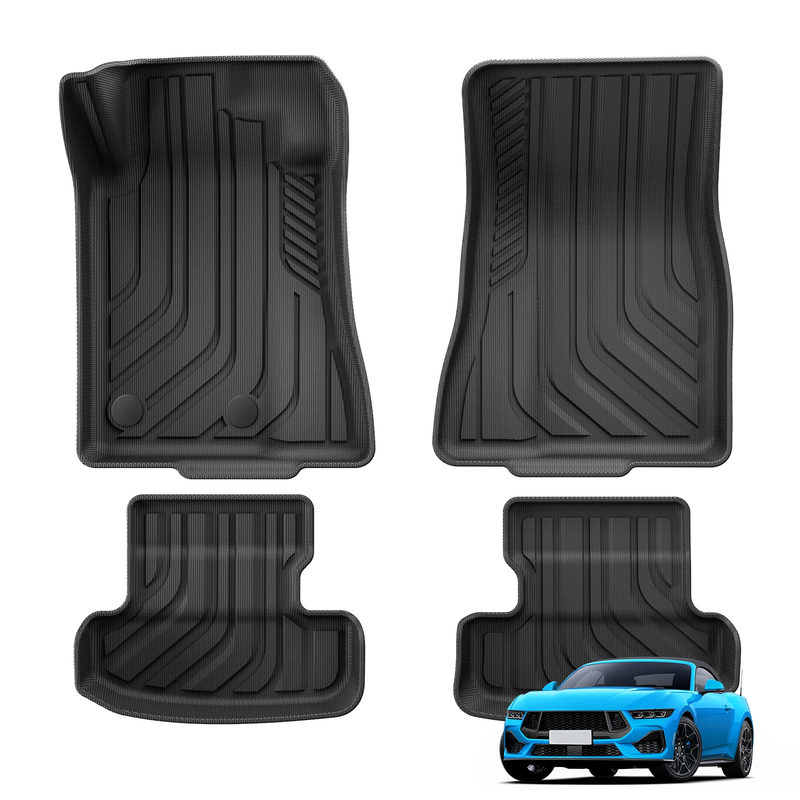 Smabee for Ford Mustang 2015-2026 (NOT for Mustang Mach-E ）Cargo Liner with Subwoofer) Car Floor Mats Trunk Pad TPE Waterproof