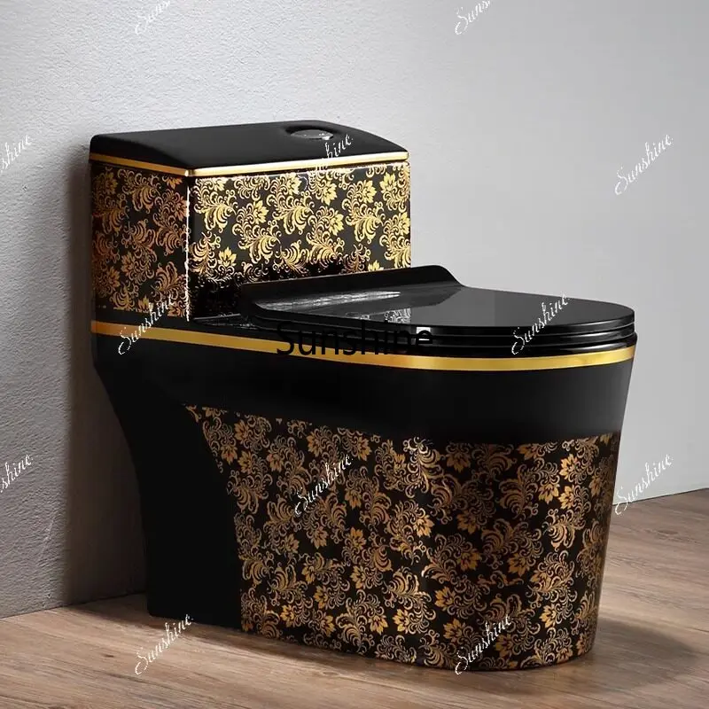Household toilet siphon black gold color new Chinese retro pumping personality and creativity