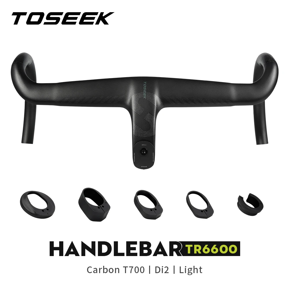 TOSEEK Bicycle Handlebar Carbon Handlebar Di2 Full Internal Cable Routing Road 28.6mm Integrated Road Handlebar Bike Parts