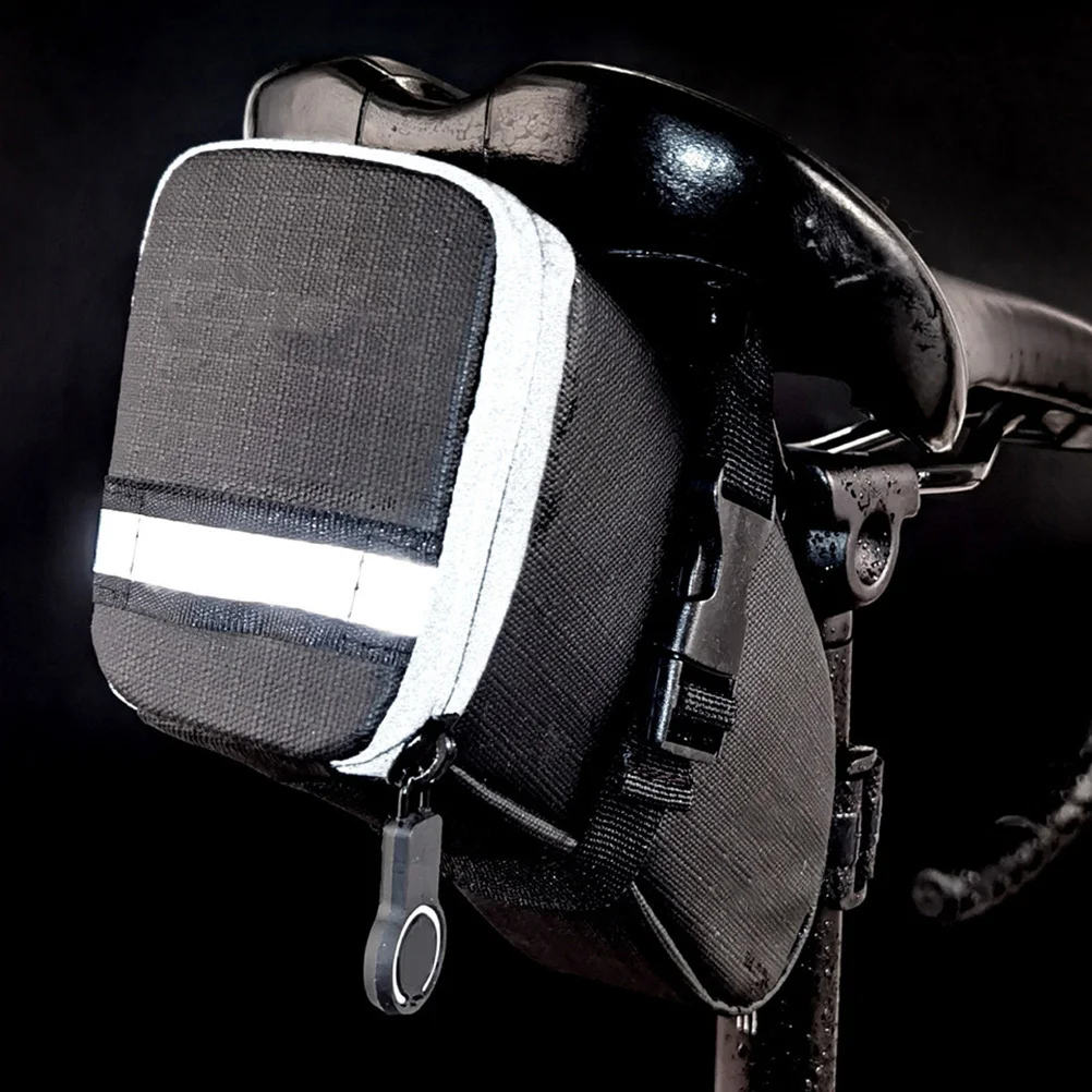 

1pc Bicycle Tool Bag Waterproof Large Capacity Bike Pouch For Riding Backseat Bag Reflective Strip Easy Installation Rear Lamp