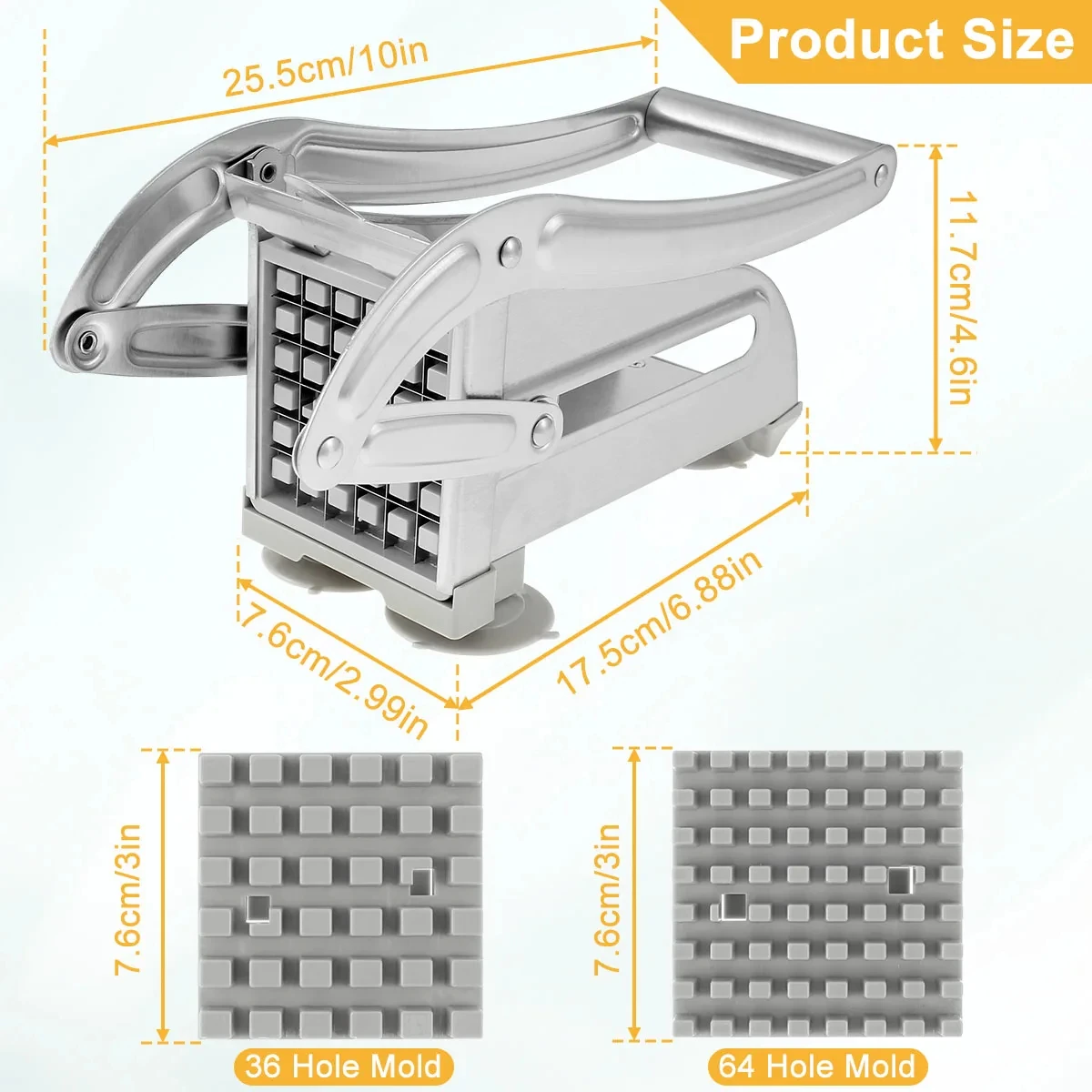 Fries Slicer Potato Chips Maker Meat Chopper Dicer Cutting Machine Tools 1pc Stainless Steel Manual Potato Cutter French