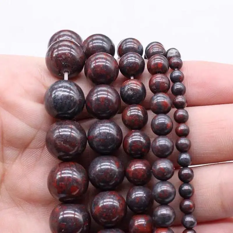 Natural Gemstone Chicken Blood Stone Jade Round Beads For Jewelry Making Diy String Bracelet Beaded Necklace Charms Accessories