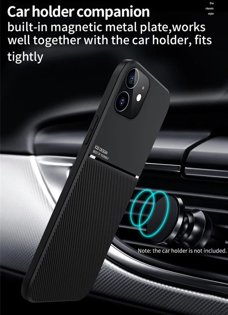 Leather Texture Armor Case For iPhone 11 12 Pro Max 6 6s 7 8 Plus Matte Magnetic Holder Soft Cover for iphone12 mini X XS Coque