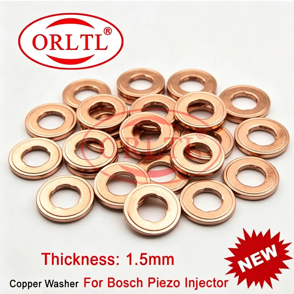 ORLTL Washer Shim 1.5mm Piezo Injector Copper Washer Thickness=1.5mm Washer Auto Injector Spare Parts for Bosch Piezo Injector