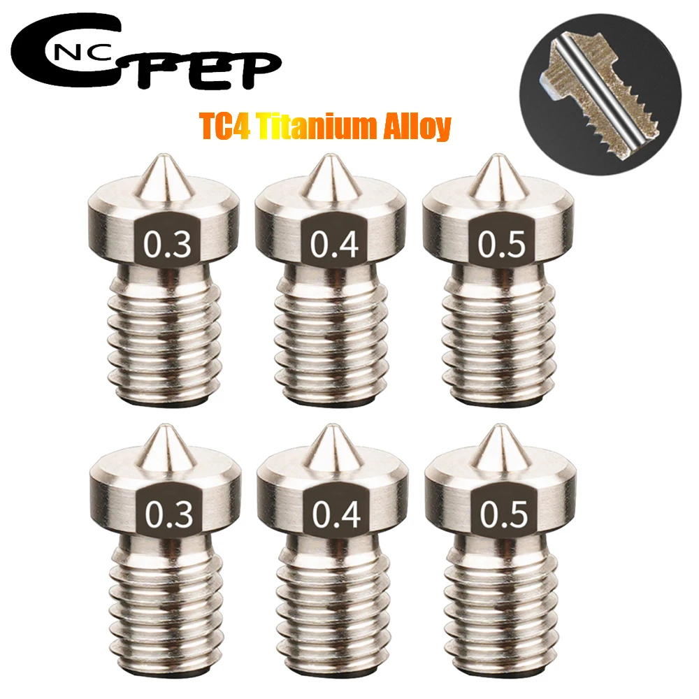 

2pcs V6 Nozzle M6 Thread All Metal Titanium Alloy Nozzles V5 V6 3D Printer Extruder Hotend Nozzle For 1.75mm Filament