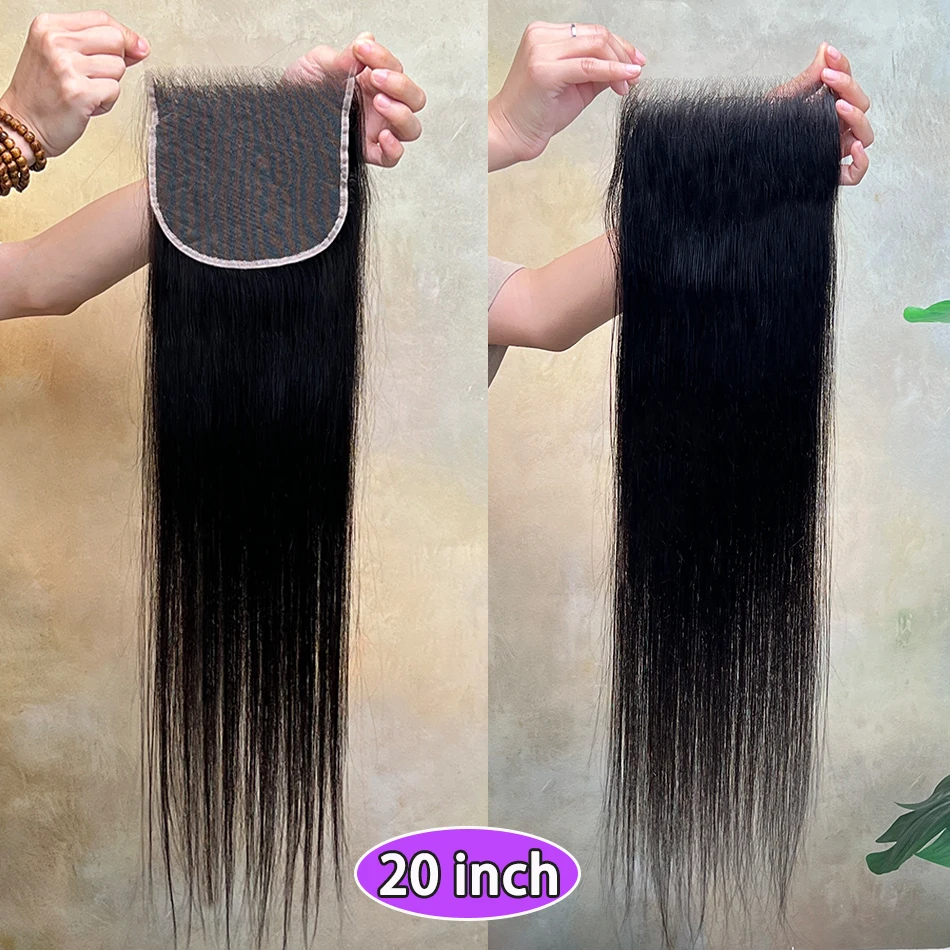 شعر بشري مفرود بدانتيل غير مرئي عالي الدقة مقاس 6 × 6 # 1B لون طبيعي فراق عميق عقدة مبيضة من الدانتيل شعر عذراء خام