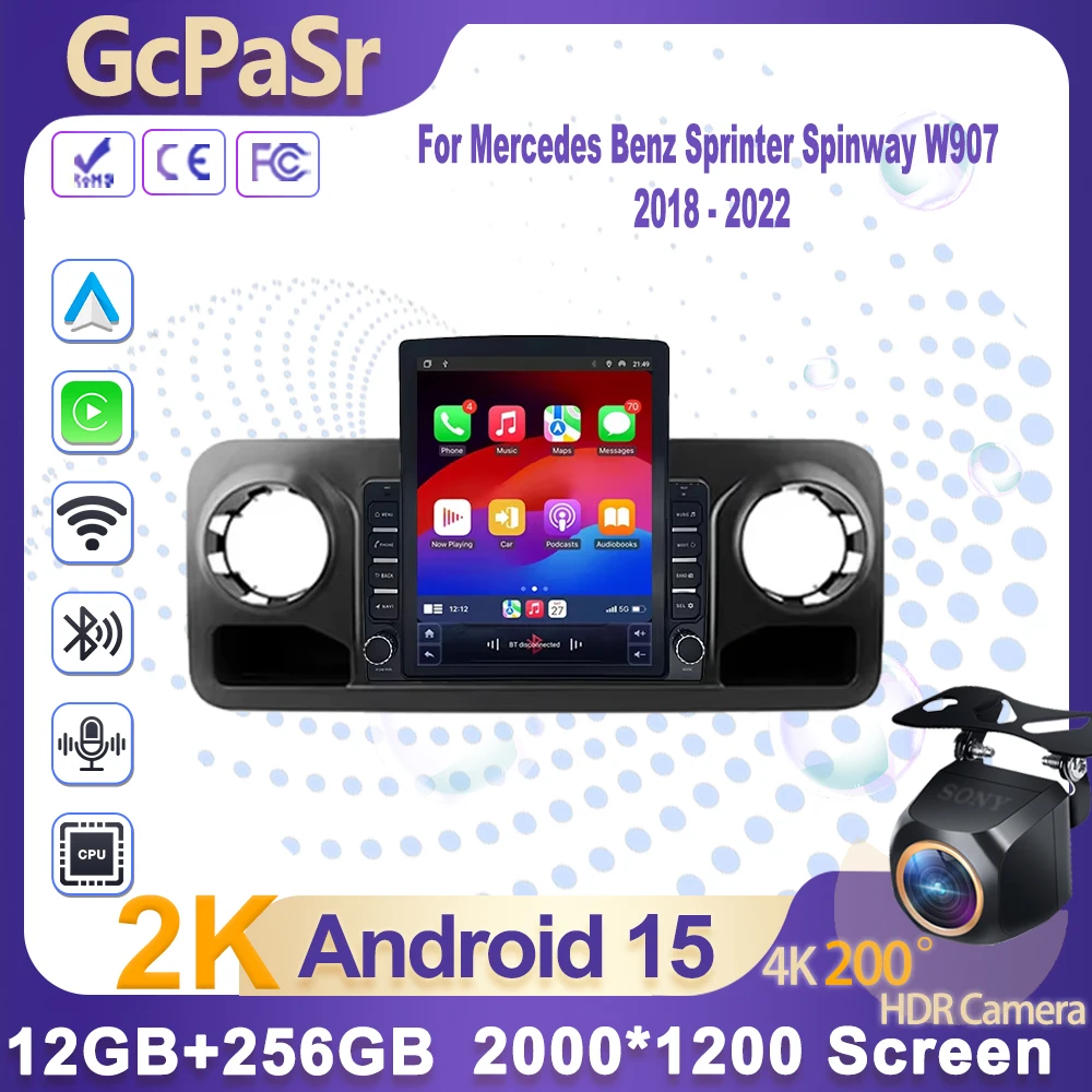 9,7-дюймовый автомобильный радиоплеер для Mercedes Benz Sprinter Spinway W907 2018-2022 Carplay Auto Multimedia ANdroid 2din Navigation 9,7-дюймовый автомобильный радиоплеер для Mercedes Benz Sprinter Spinway W907 2018-2022 Carplay Auto Multimedia ANdroid 2din Navigation