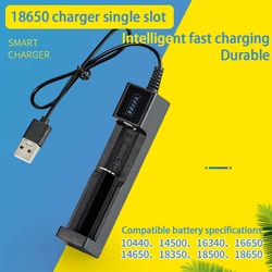 18650 Lithium Charger USB Smart Single Slot Charger Small Fan Flashlight Battery Charging Adapter With Indicator Light